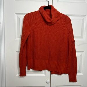 Madewell Cowl Neck Open Back Sweater Merino Wool Blend XS Orange